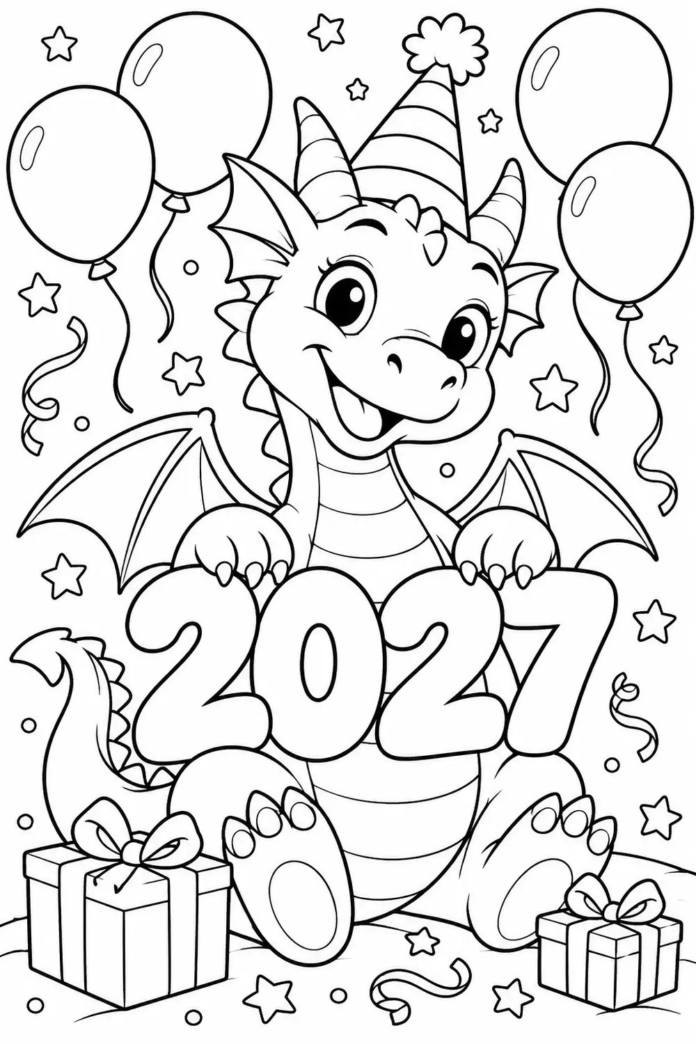 Dragon en chapeau de fête