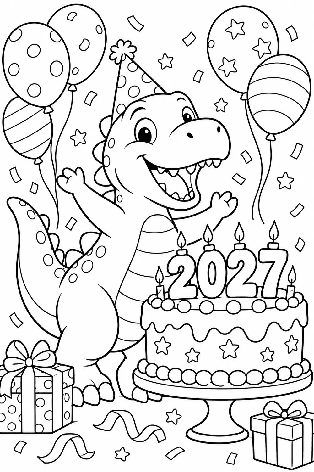 Dinosaure fête la nouvelle année