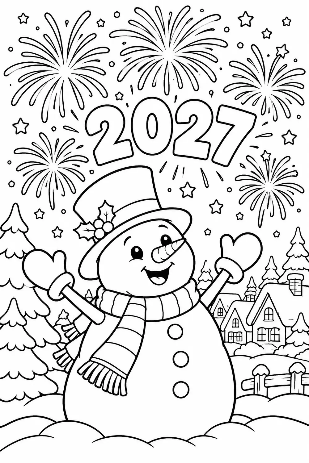 Bonhomme de neige et feu d’artifice
