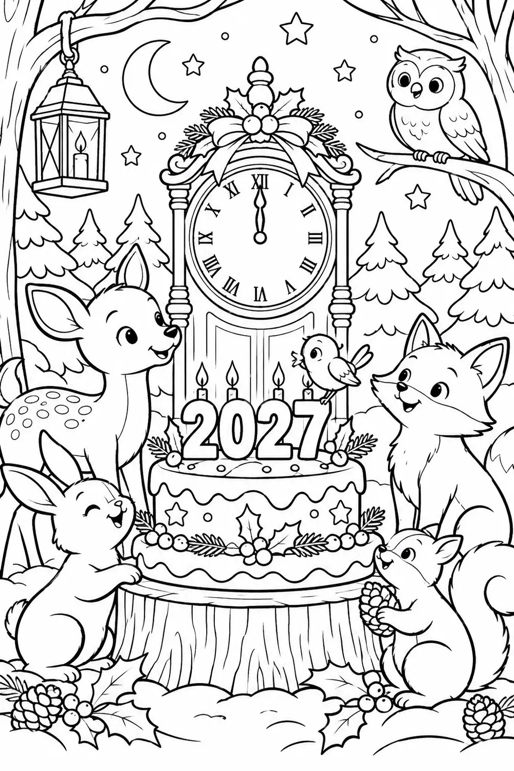 Animaux de la forêt à minuit
