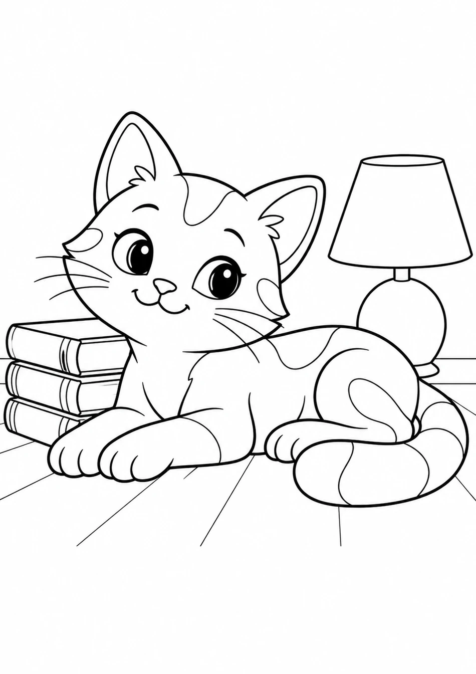 Le chat près des livres