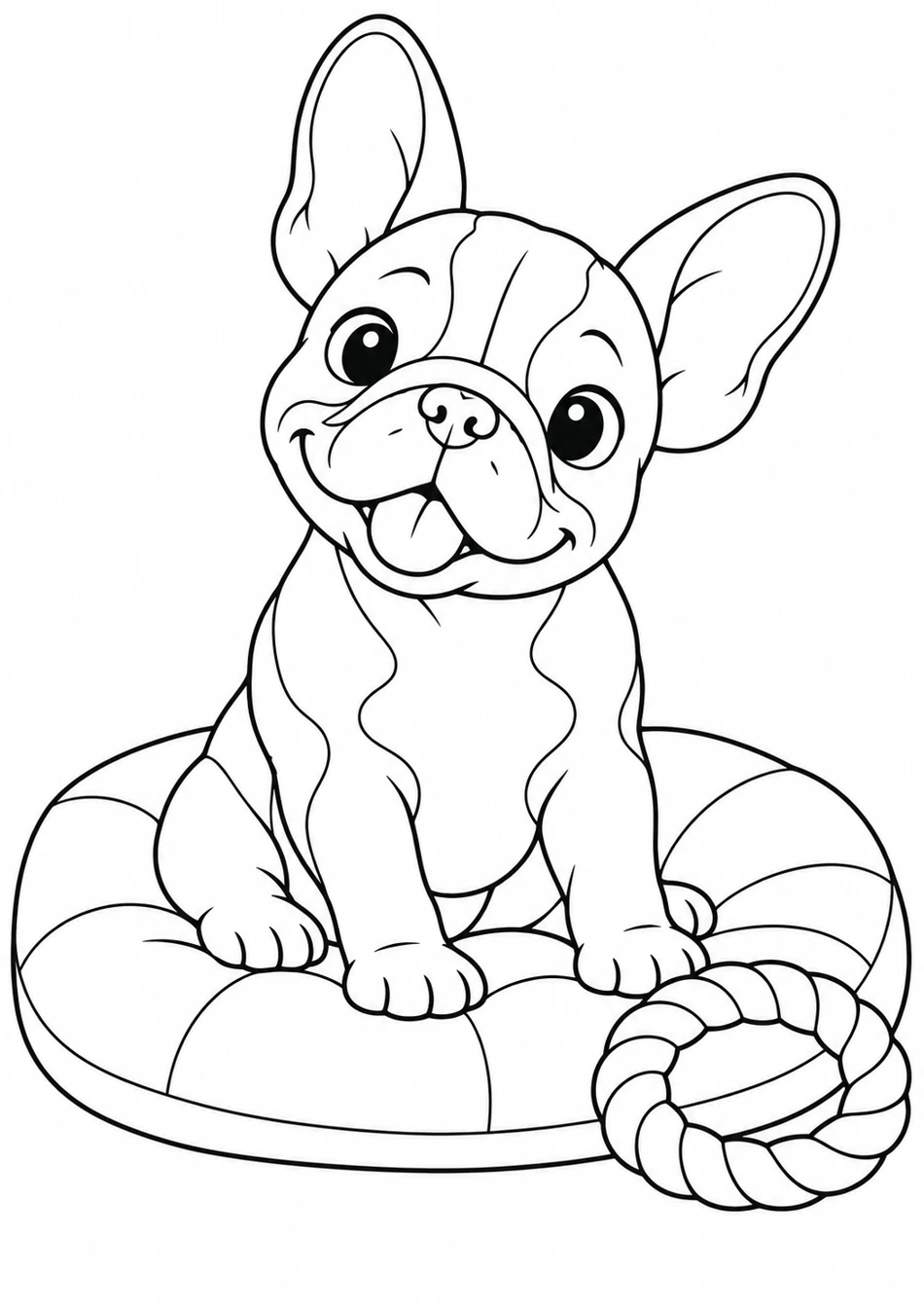 Le bouledogue sur son coussin