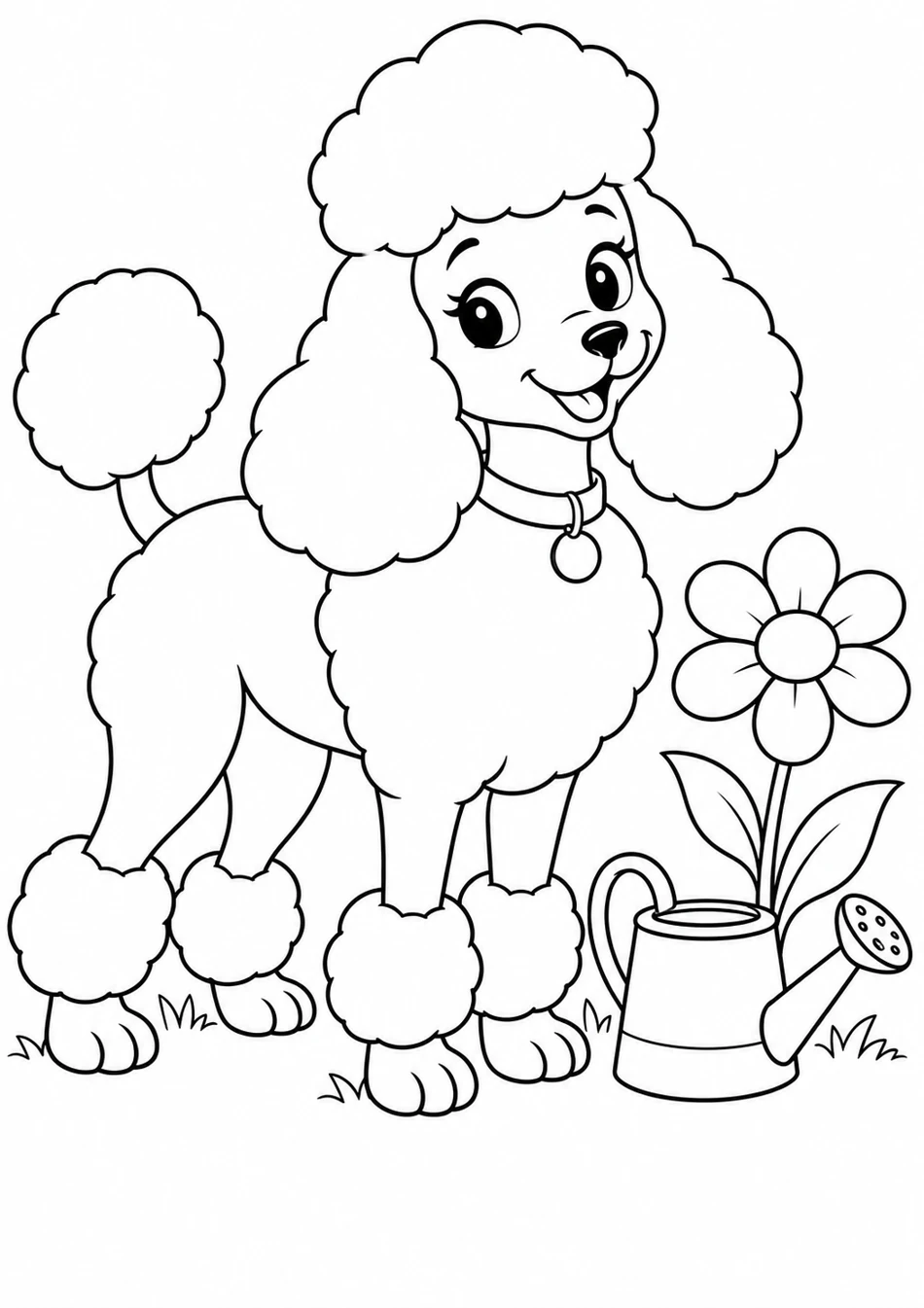 Le caniche au jardin