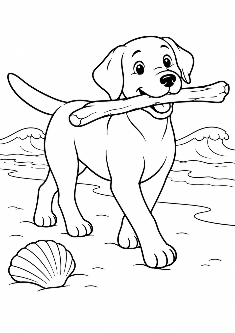 Le labrador à la plage