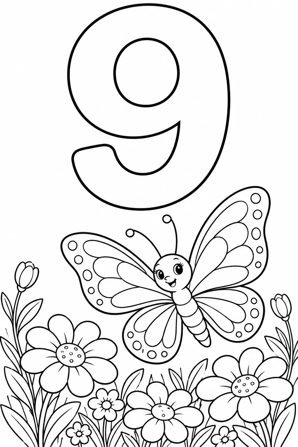Chiffre 9 à colorier