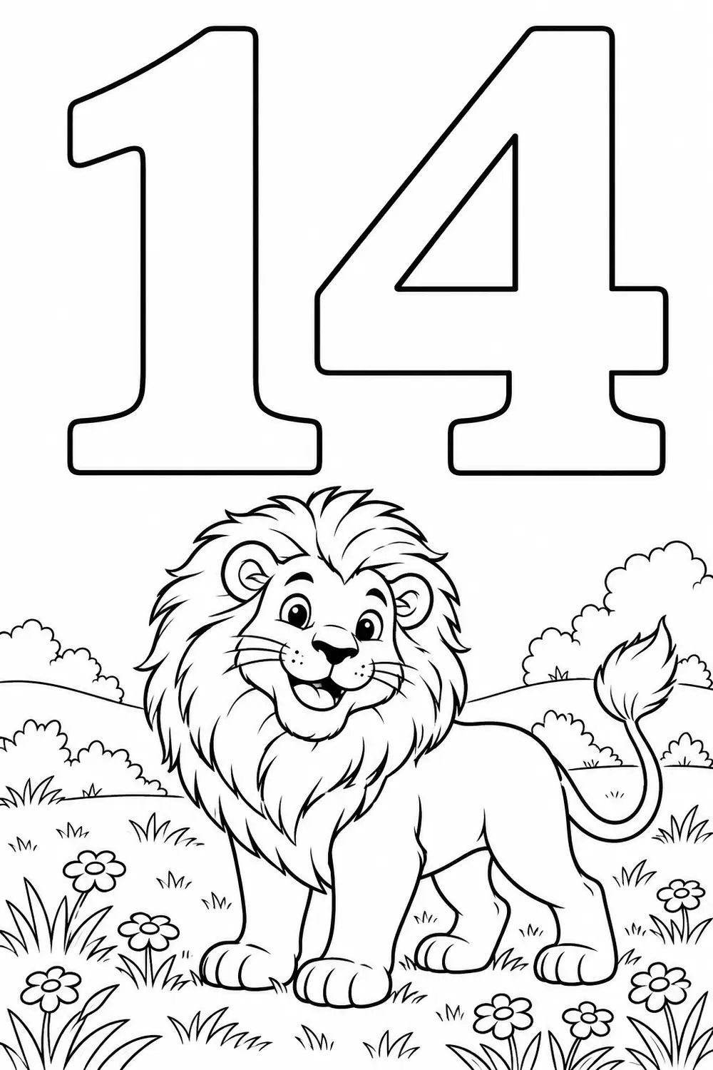 Nombre 14 à colorier