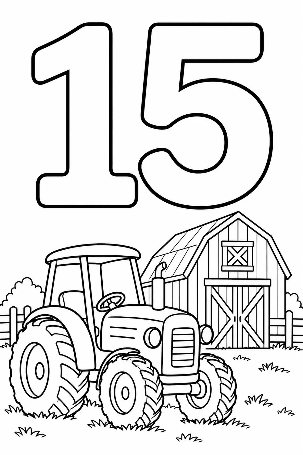 Nombre 15 à colorier