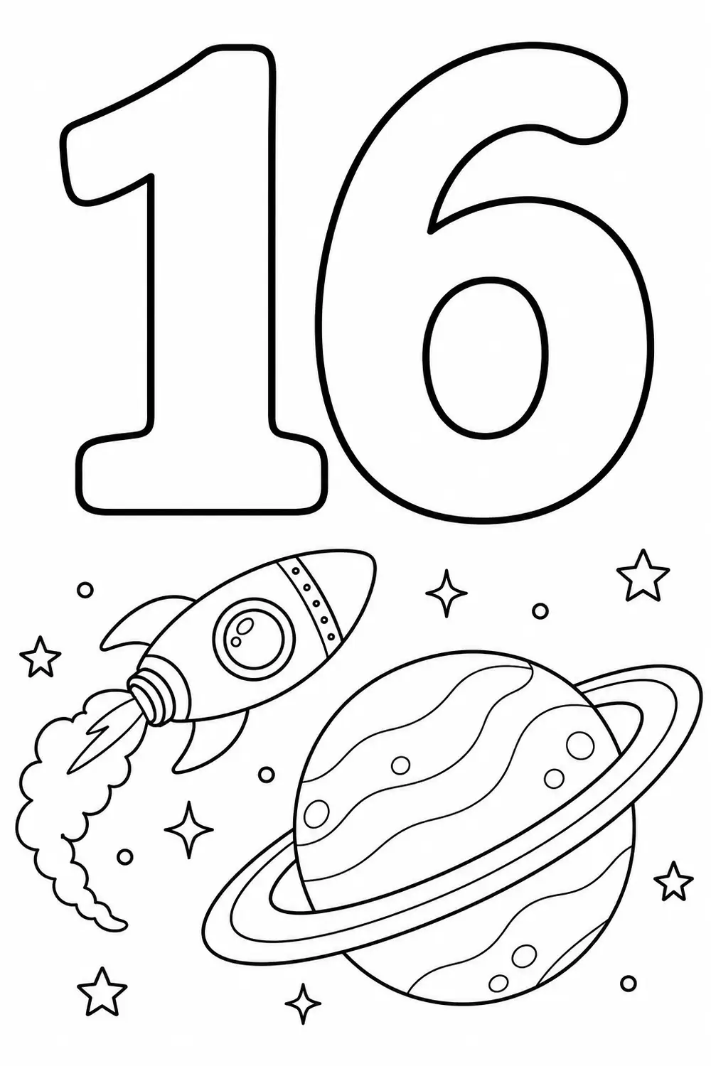 Nombre 16 à colorier