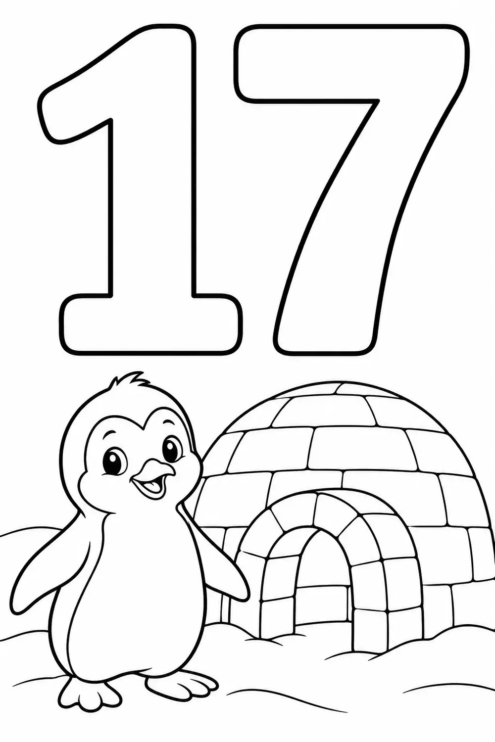 Nombre 17 à colorier