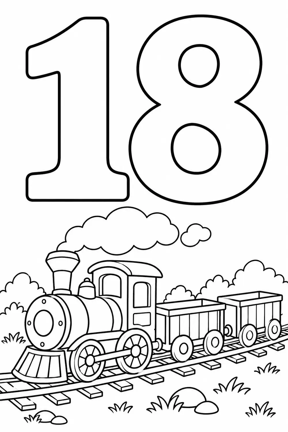 Nombre 18 à colorier