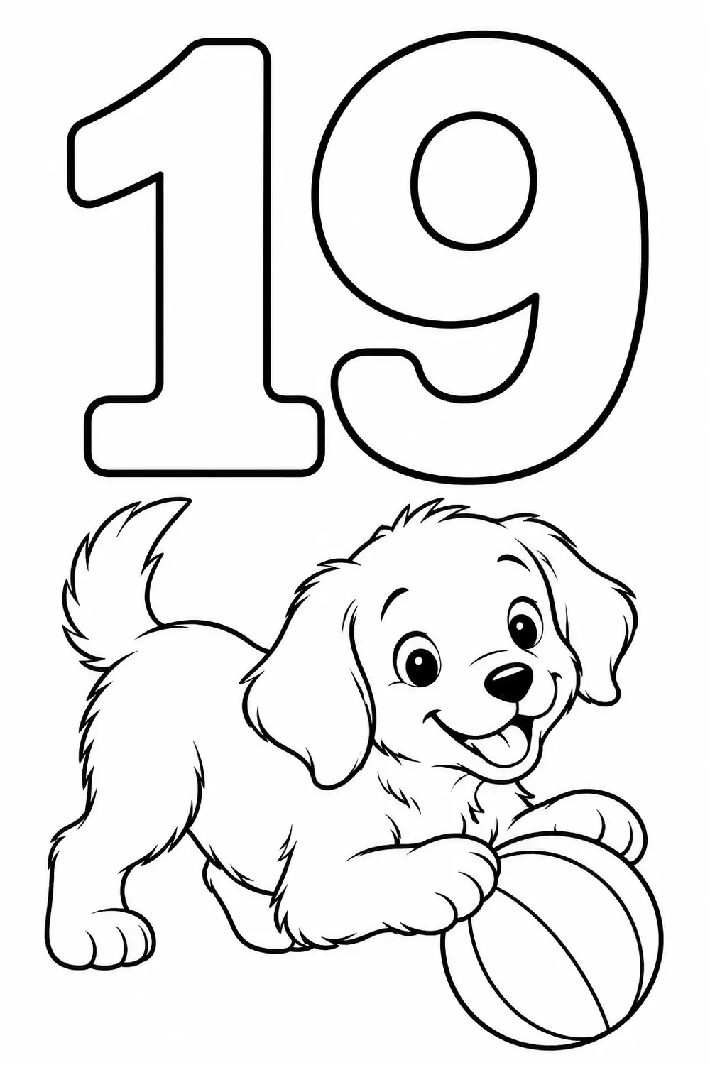Nombre 19 à colorier