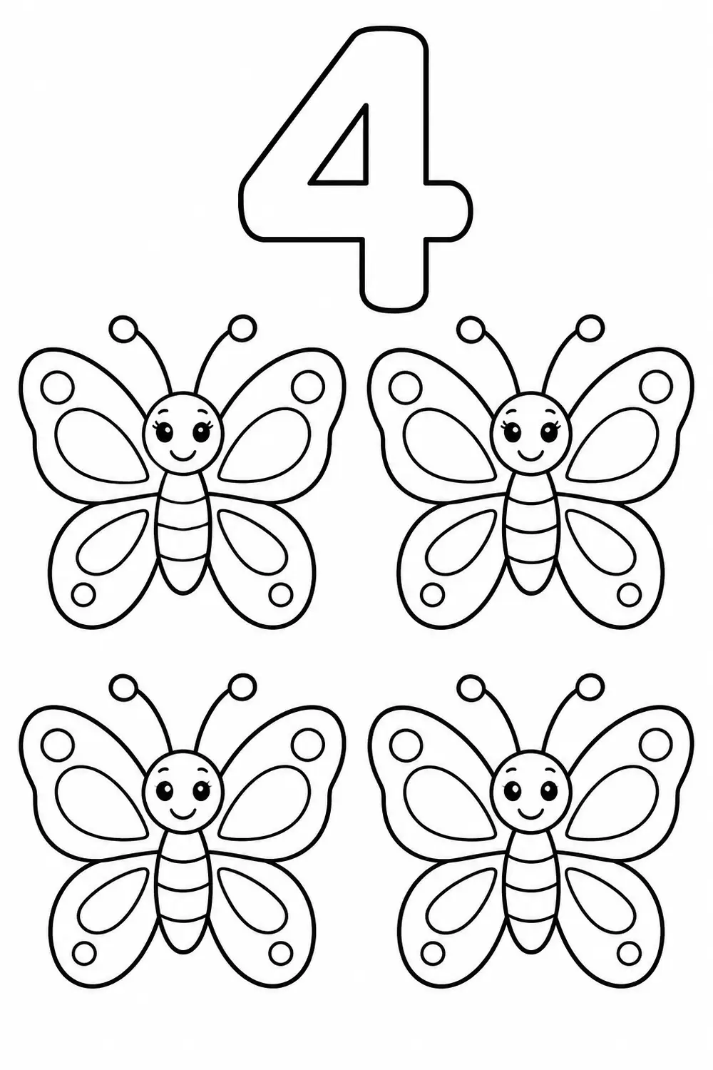 Compter quatre papillons