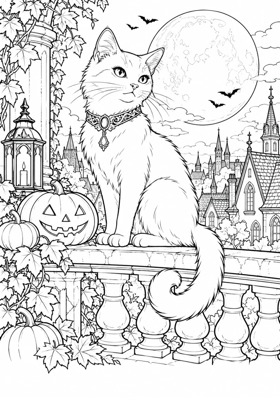 Le chat sous la pleine lune