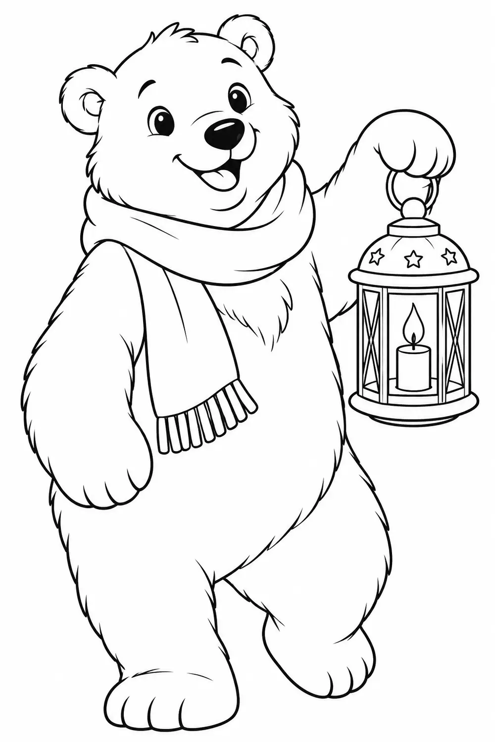 Coloriage à imprimer : L’ours polaire et sa lanterne