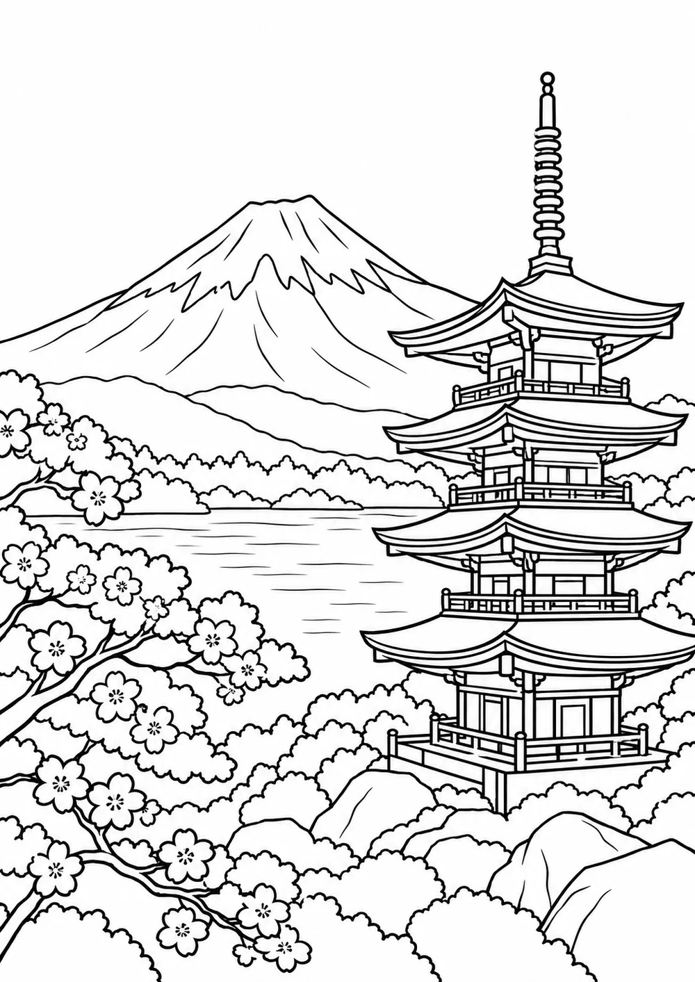 Le mont Fuji et la pagode