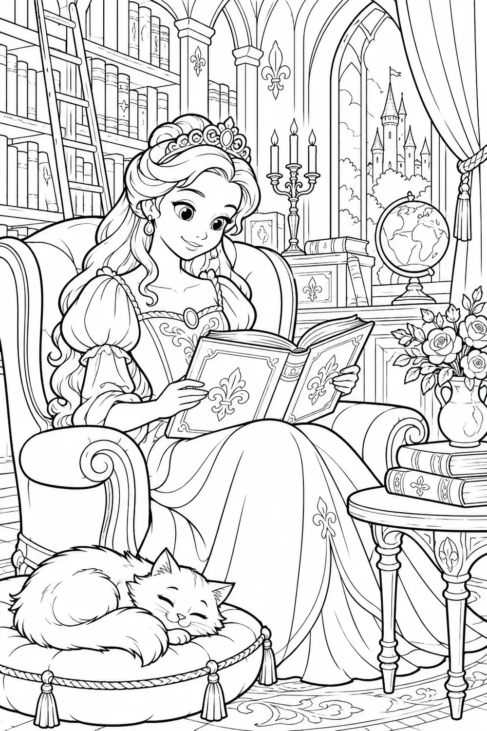Princesse à la bibliothèque