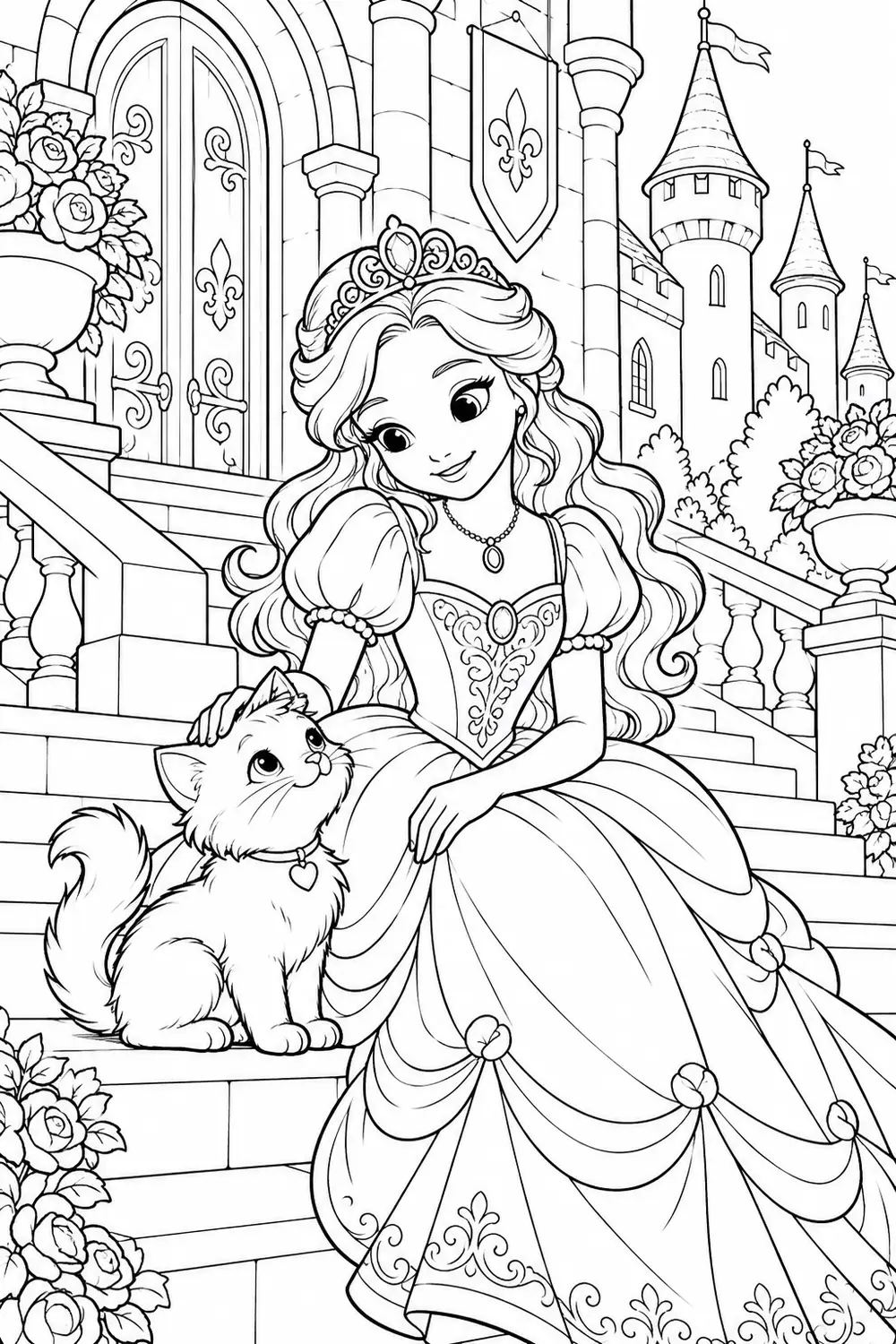 Princesse et chaton au château